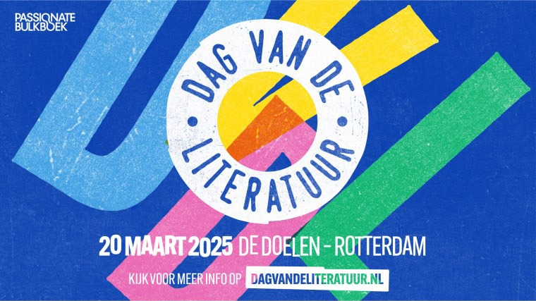 Poster van de Dag van de Literatuur in De Doelen Rotterdam op 20 maart 2025